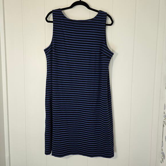 Talbots Dresses & Skirts - Talbots Blue Stripe Jersey Knit Shift Dress Sleeveless Stretch boatneck Size XL